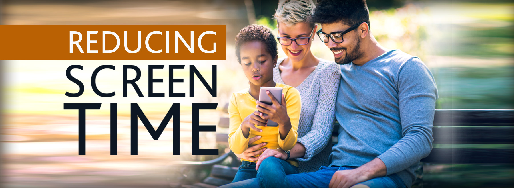 Blended family looking at cell phone with child with the title 